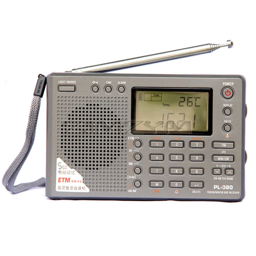 PL-380 Full-band DSP Digital Demodulation Stereo Radio Professional SW Band External Antenna Fm Am Stereo World Band Receiver