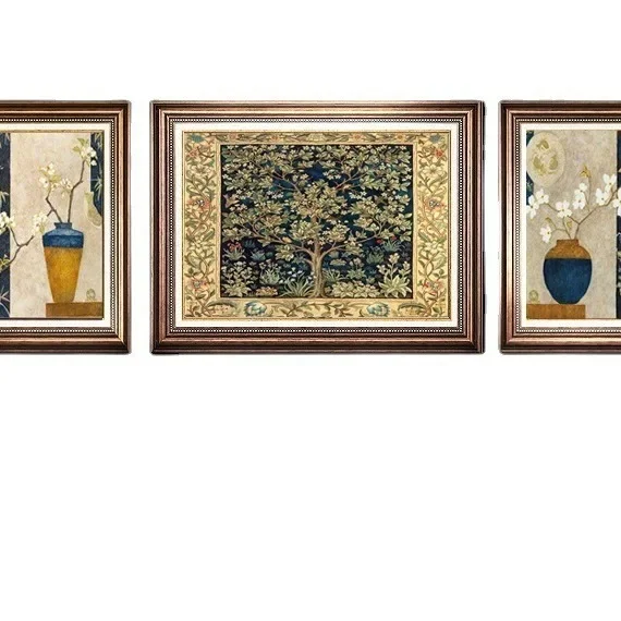 

Living room decoration, sofa background wall, European triptych, light luxury, simple European hanging paintings