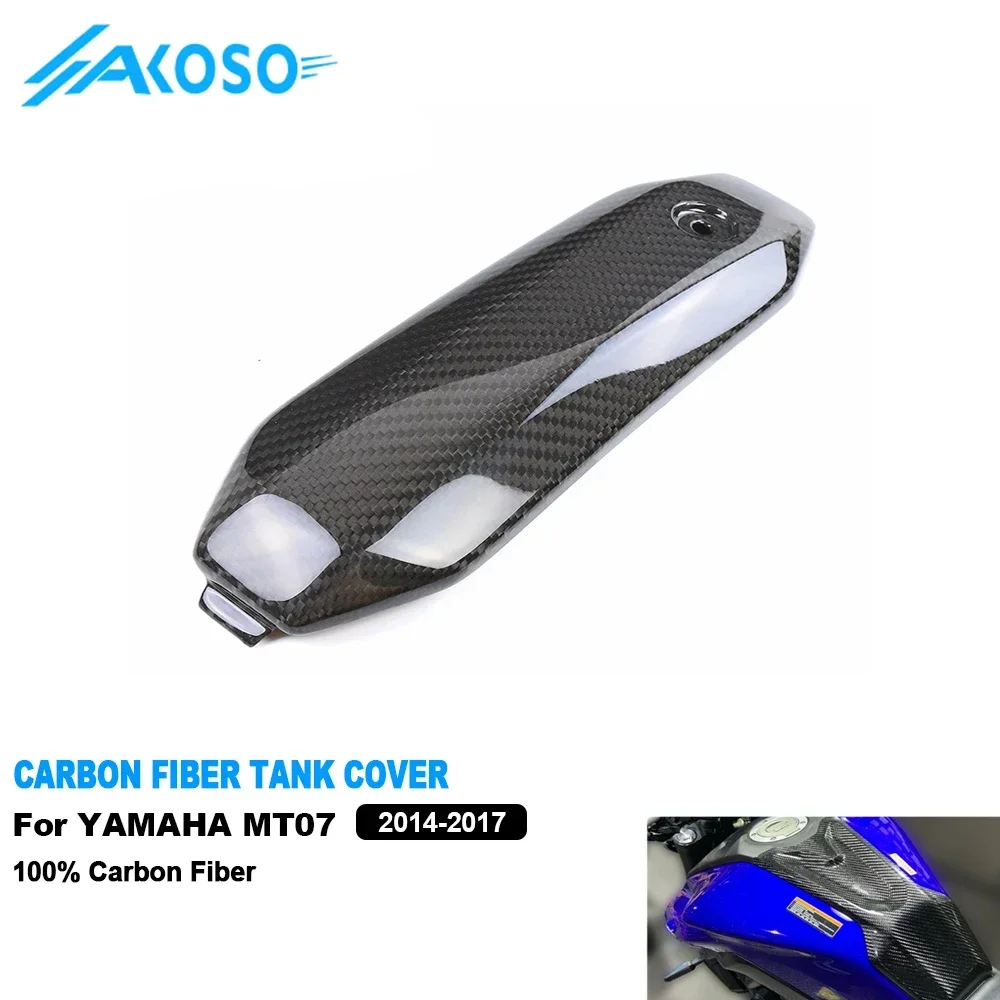 

AKOSO Motorcycle 100% Dry Carbon Fiber Gas Tank Middle Protection Top Fuel Panel Center Pad for Yamaha MT07 MT-07 2014-2017