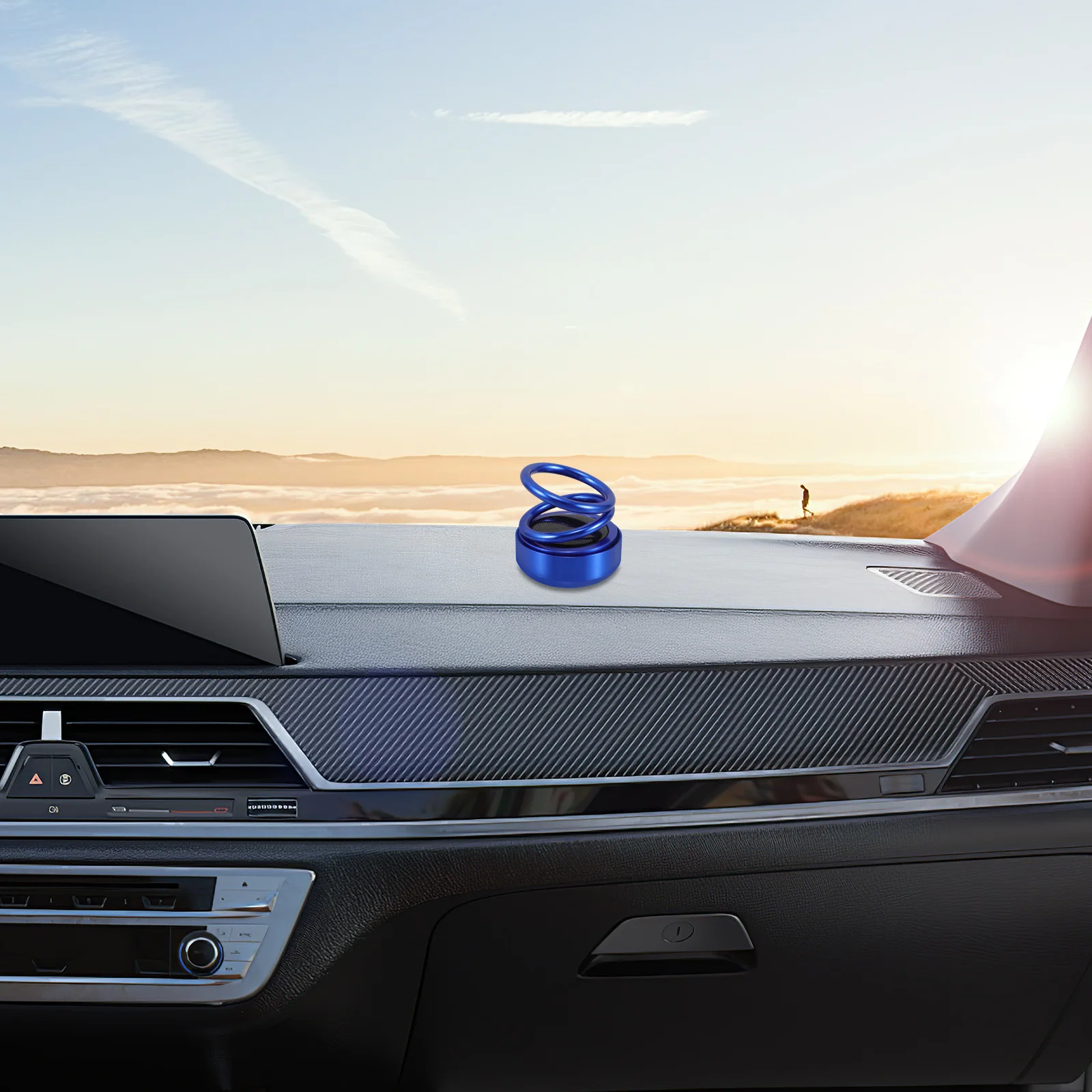 

Solar Powered Rotating Car Aromatherapy Ornament Double Ring Suspension Fragrance Diffuser Fresh Scent Interior Decoration