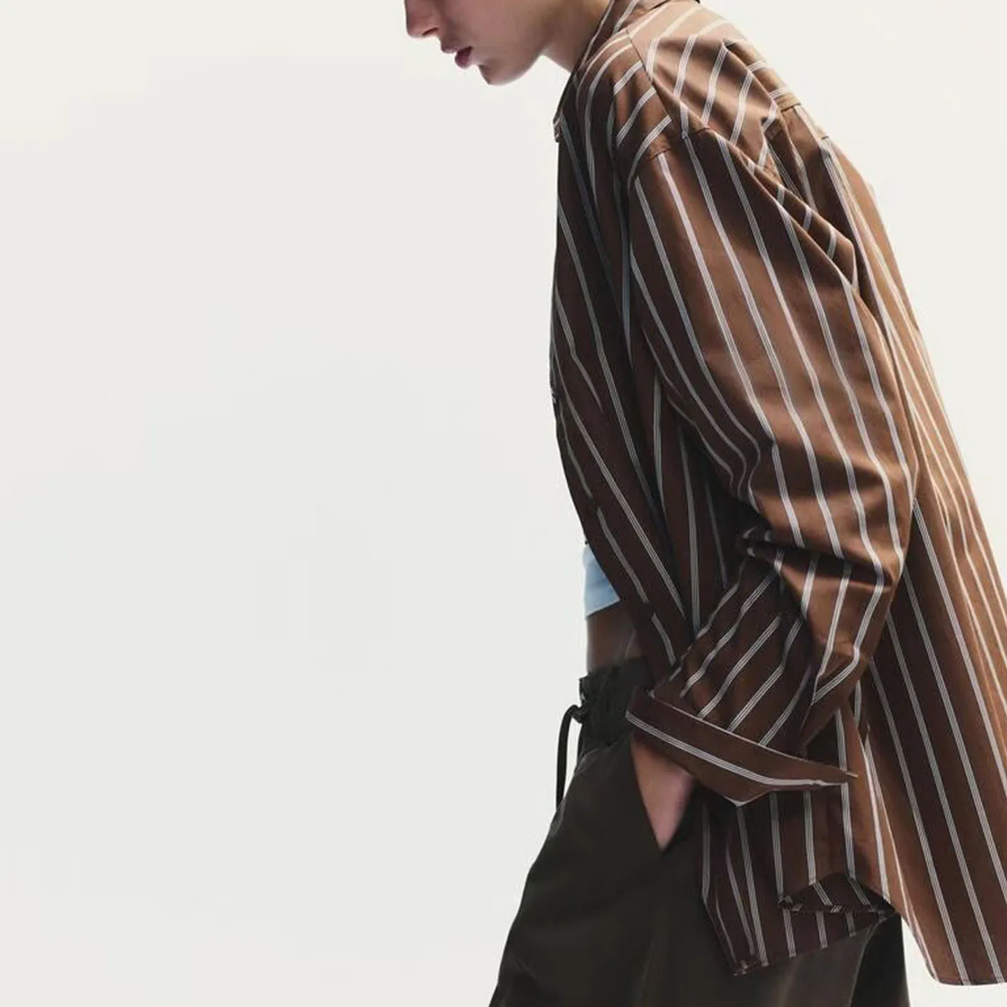 Z femmes Faion trajet rayure ample longue col Sve irt 2025 nouveau Sle coupe confortable tenue de bureau haut