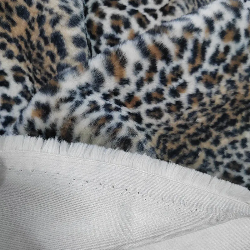Mixed Faux Fox Fur Fabric, 1.2cm Hair Leopard, Tiger Pattern, Plush, Sewing, DIY Home Decoration, Carpet, New, Brown-Grey-White