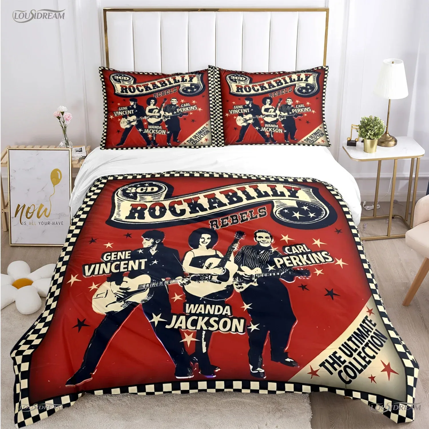 Rockabilly Hip Hop Music All Season Duvet Cover Comforter Bedding sets Soft Quilt Cover and Pillowcases SingleDoubleQueenKing