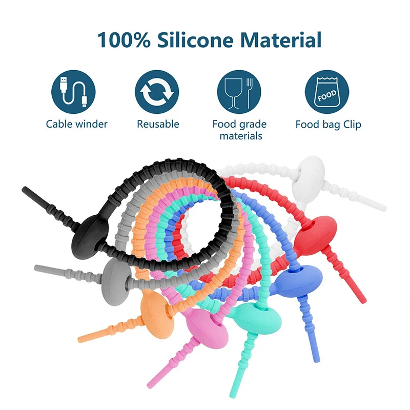 10/20PCS Silicone Ties Colorful Rubber Twist Tie 15CM Reusable Cable Wire for Charge Wire Organize Food Saver Bag Clip Bread