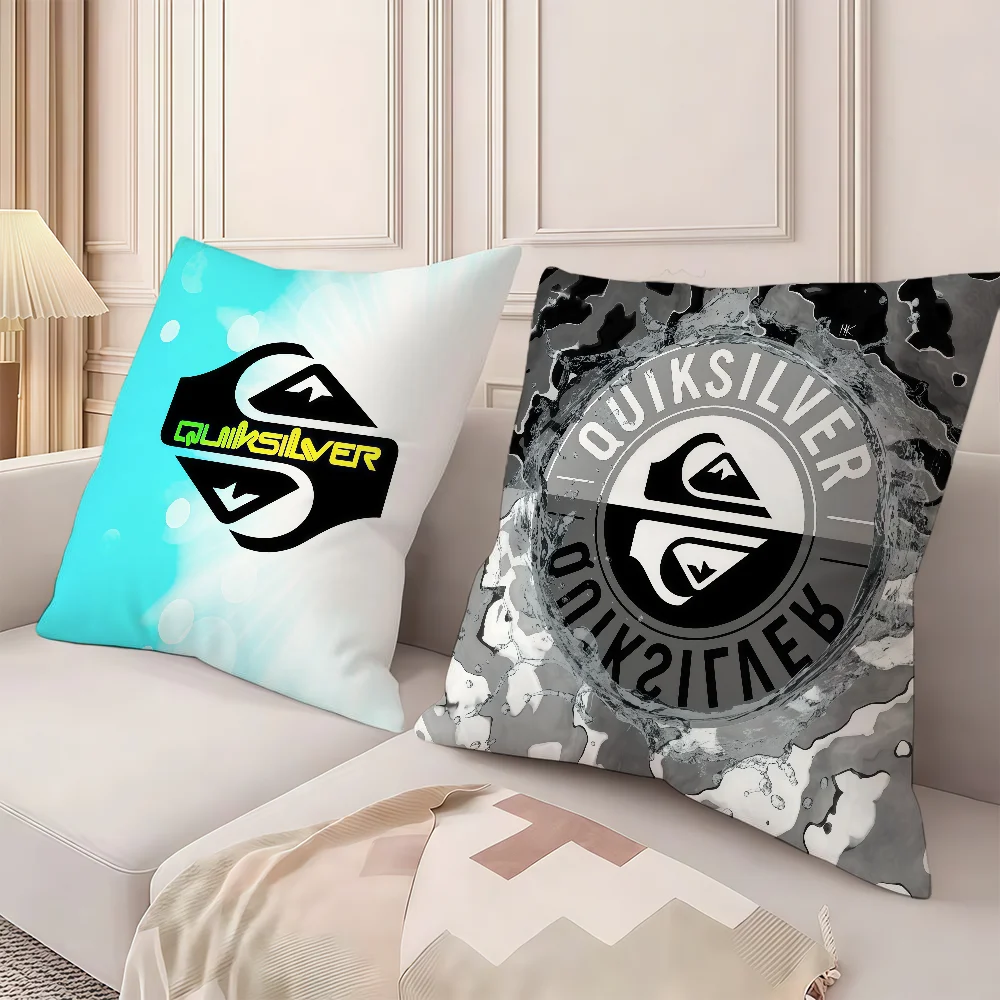 Funda de cojín Q-Quiksilver, funda de almohada de estilo moderno con logotipo, cómoda para sofá, dormitorio, decoración personalizada