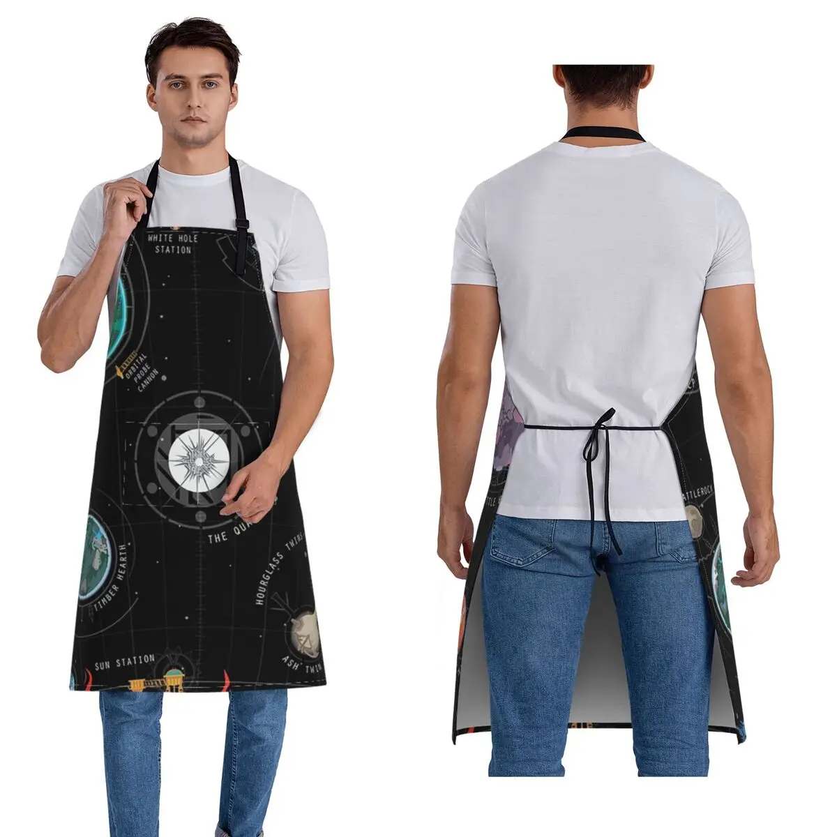 

Outer Wilds System Aprons Chef Cooking Cuisine Tablier Sleeveless Bib Kitchen Cleaning Pinafore for Women Men Painting