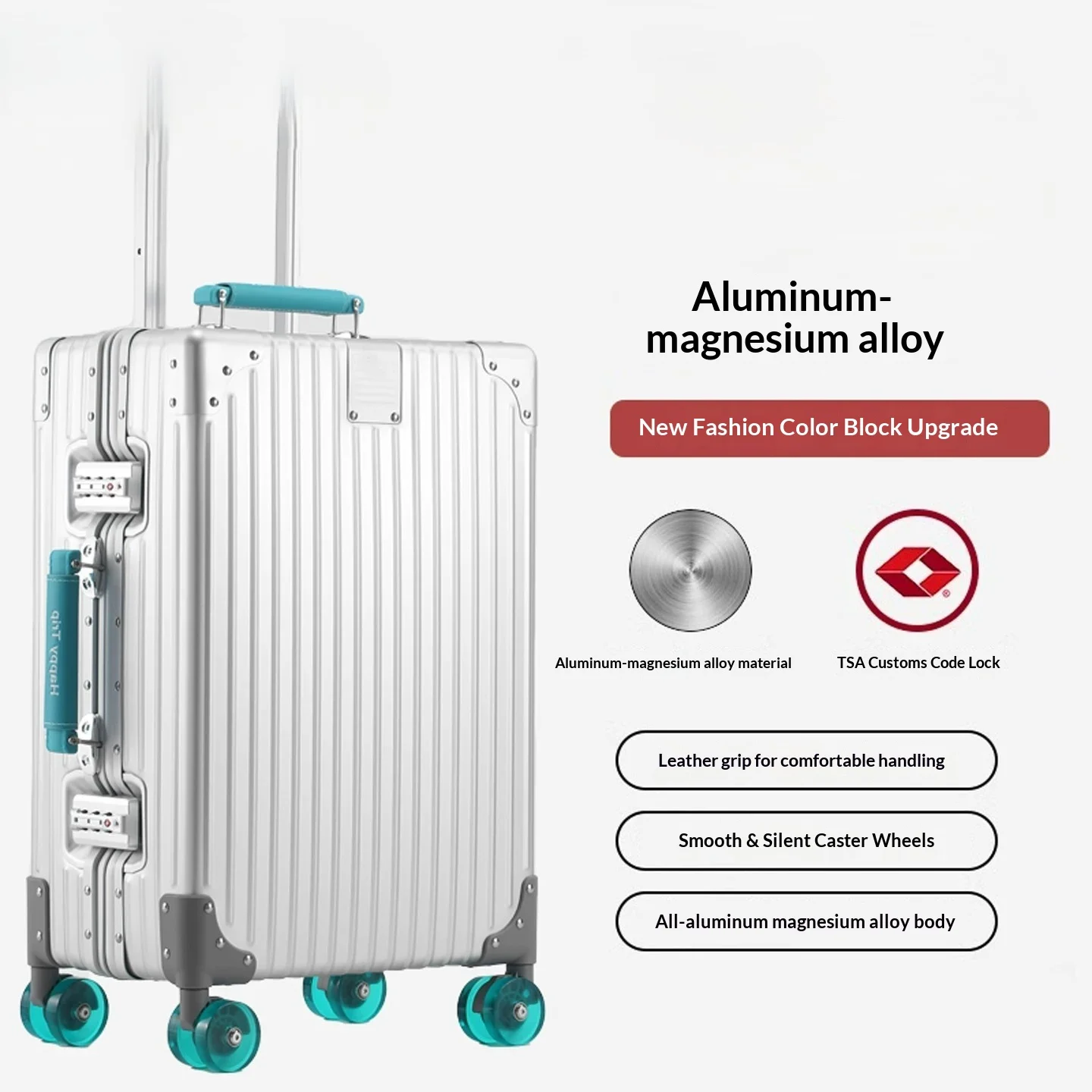 Full Aluminum‑Magnesium Alloy Trolley Luggage Combination Lock Travel Suitcase 20 Inch Carry‑on 24 Inch Boarding Case for Men Wo