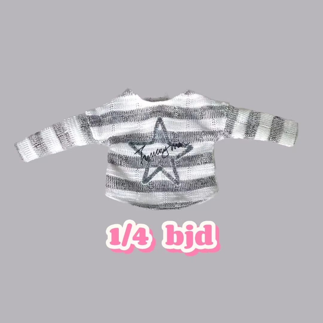 Roupas de boneca bjd (1/4 bjd), roupas de bebê, tops de malha, roupas listradas, padrões de estrelas e saias curtas com pernas expostas
