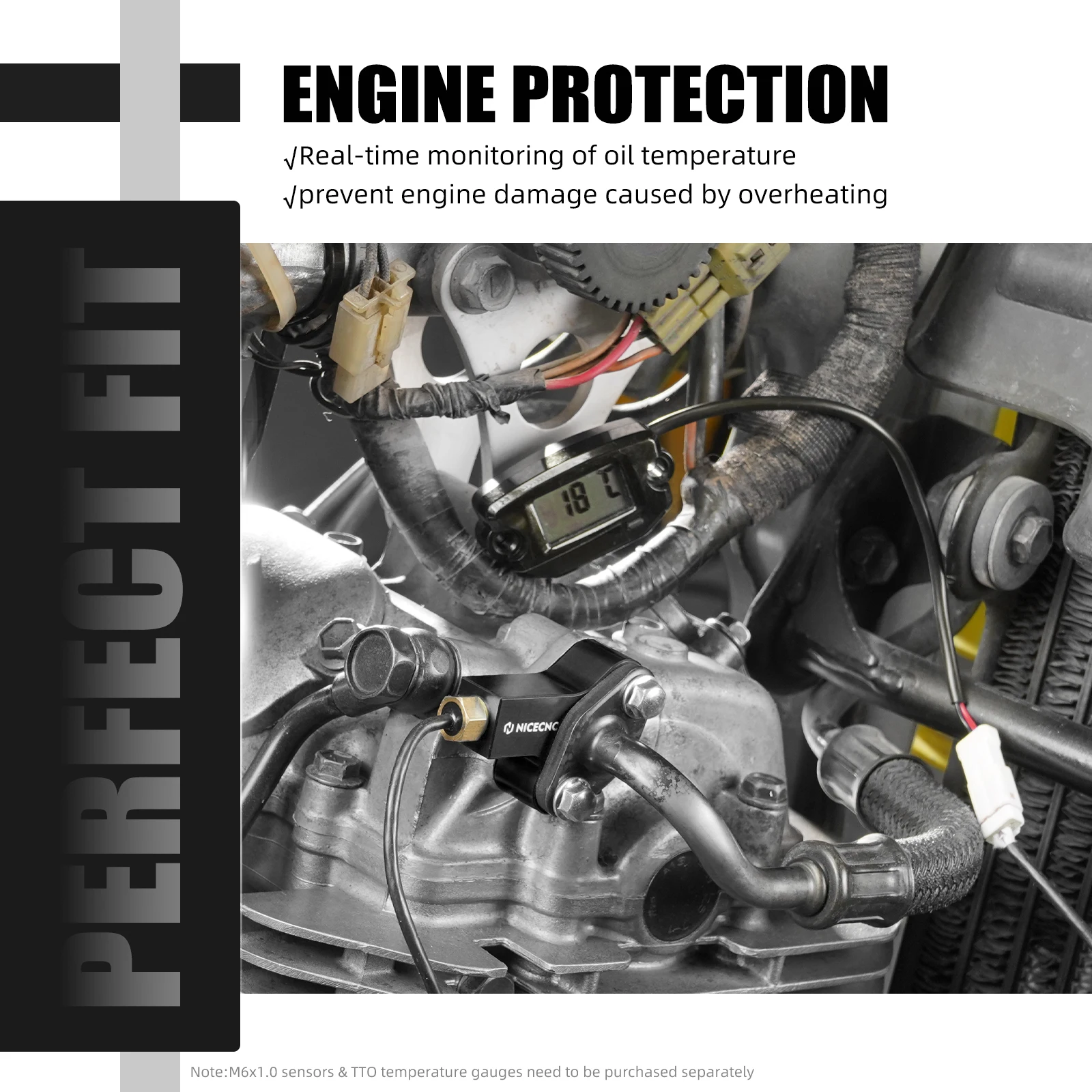 For Suzuki DR650 S/SE 1996–2024 NICECNC Oil Temperature Sensor Block Kit Connector DR650 2023 2022 2021 2020 2019 2018 2017