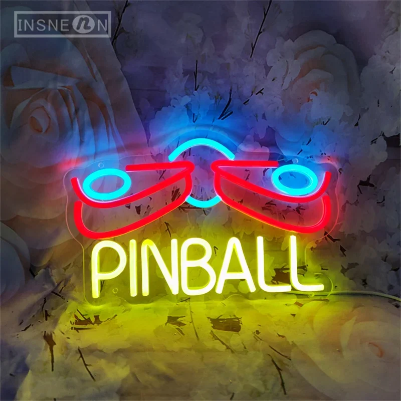 Pinball Neon Signs LED USB-Powered Dimmable Wall Decor for Game Room Bar Club Man Cave Party Bedroom Aesthetic Neon Night Light