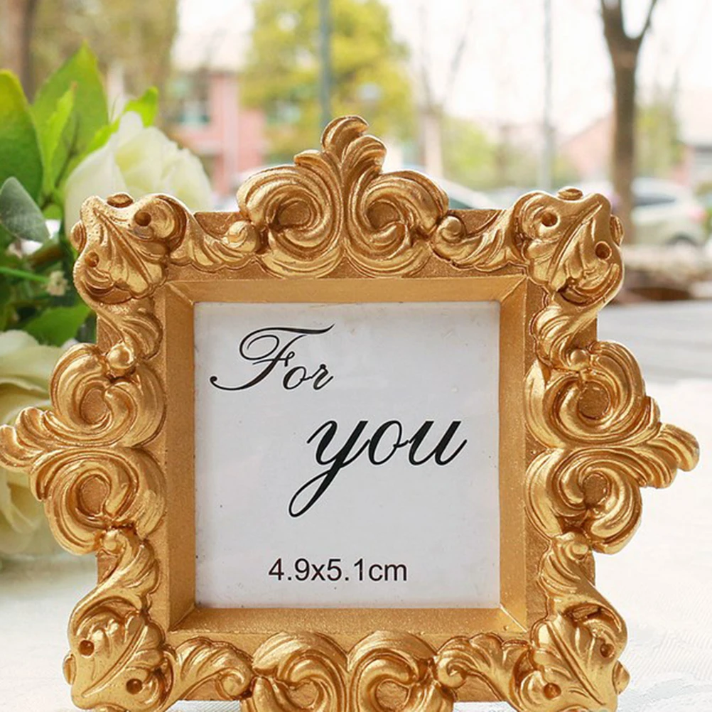 

Vintage Resin Photo Frame Golden Picture Holder Bedroom Decor Wedding Party Table Decoration Small Frame Gift For Birthday
