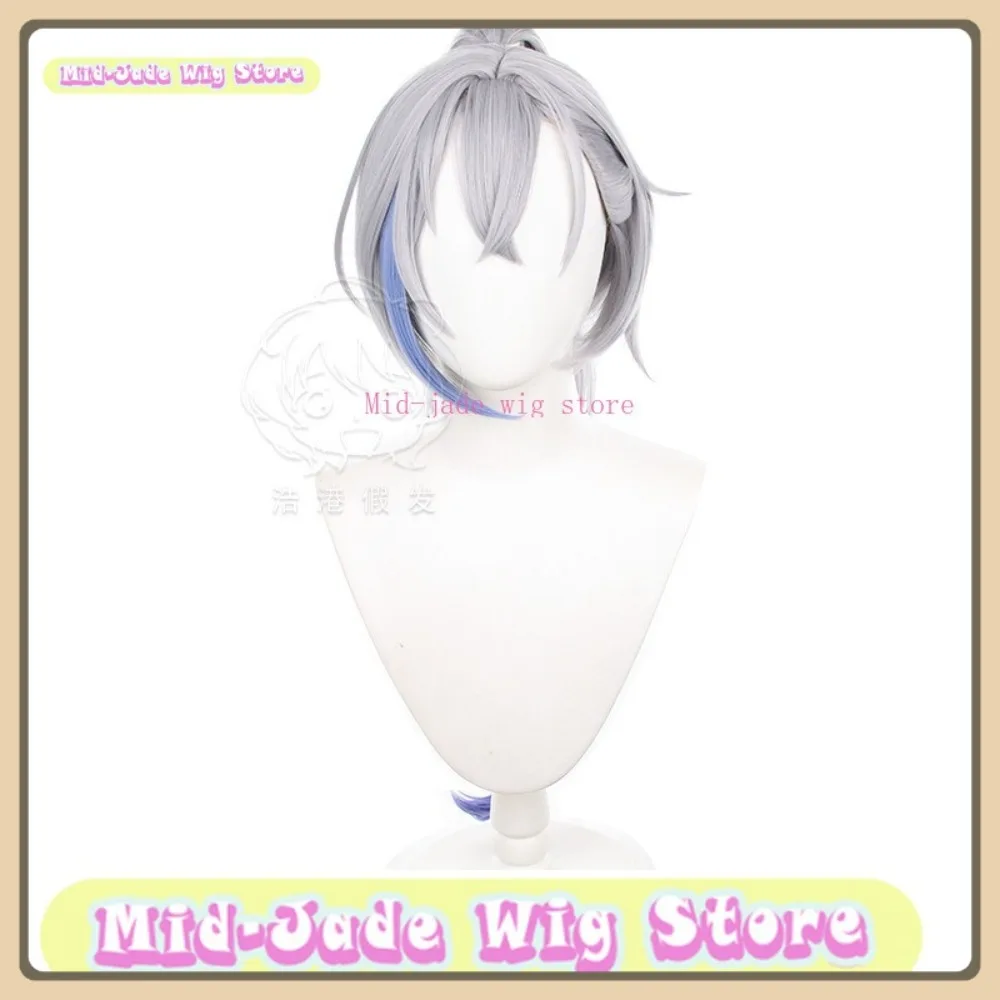 منتصف اليشم شعر مستعار مخزن هونكاي: ستار السكك الحديدية الفضة الذئب شعر مستعار تأثيري أنيمي لعبة لعب الأدوار زي هالوين زي الدعائم الاصطناعية #5