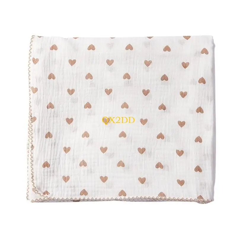 QX2D Cotton Baby Receiving Blanket Newborn High Absorbent Swaddles Wrap Breathable