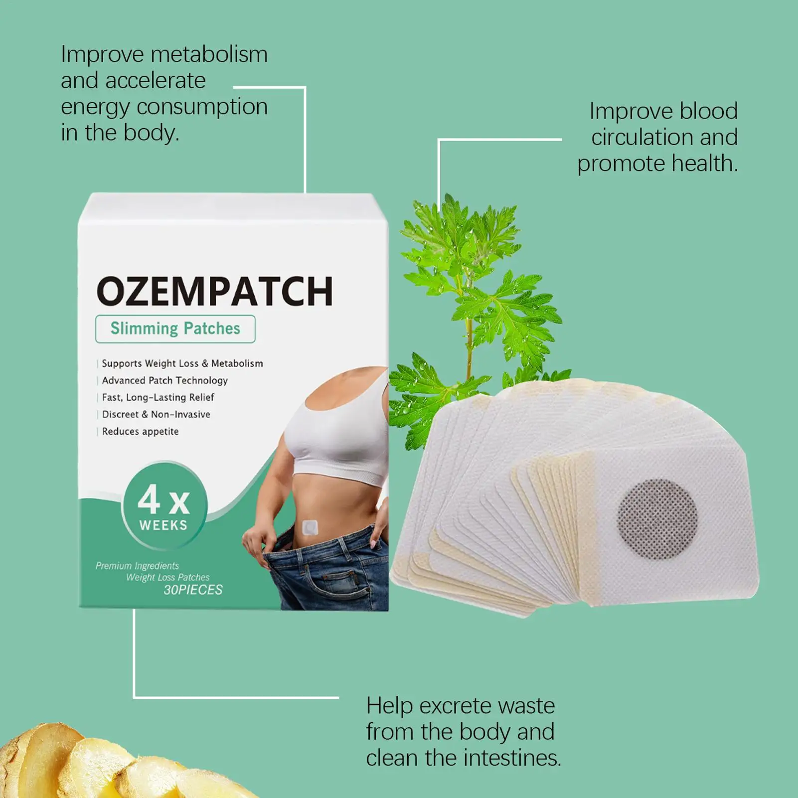 30pcs/set Slimming Patches For Weight Loss Fat Burn Stickers Natural Breathable Body Slimming Patches Tape For Skin Tightening