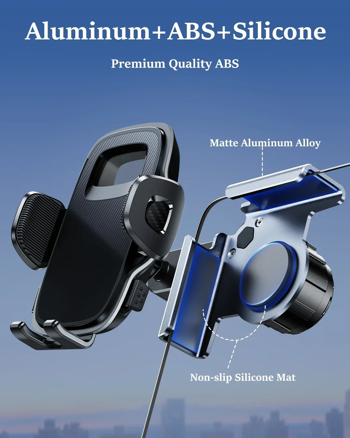 Dudukan Telepon Mobil Eary Dudukan Layar Tampilan Sisi 360 ° Dudukan Tahan Guncangan Ponsel Mobil Dapat Disesuaikan Berputar untuk iPhone 16 15