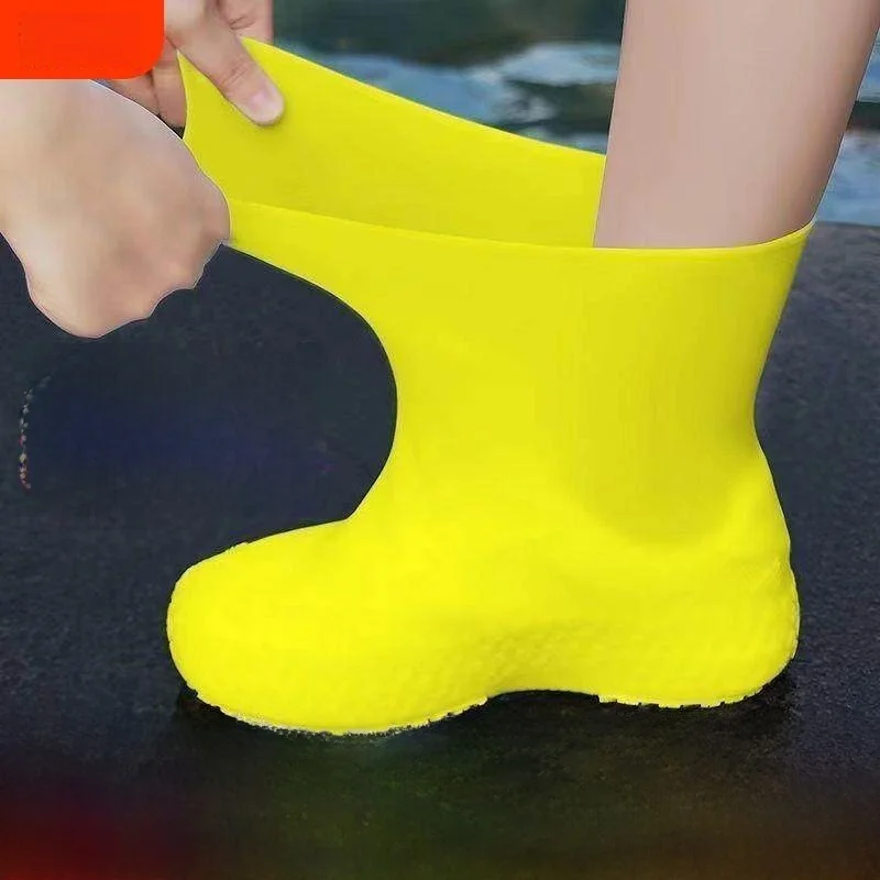 

Women's High-Tube Rain Boots Waterproof Fleece-Lined Hiking Shoes Anti-Slip Wear-Resistant Bottom Wave Pattern Non-Slip