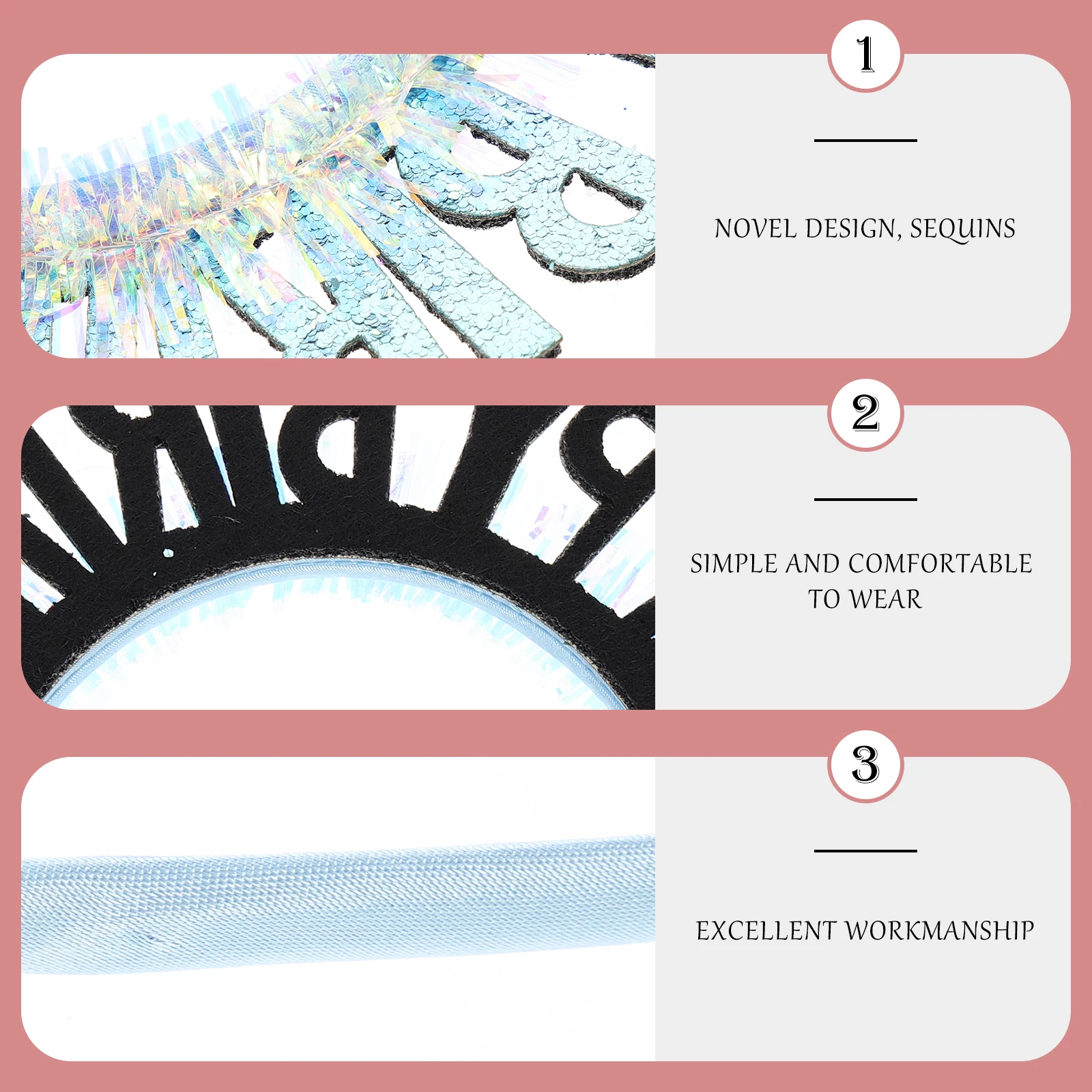 

Birthday Letter Hairb Sequin Design Delicate Headb Party Accessory Decor Lightweight Portable Easy to Carry Hair