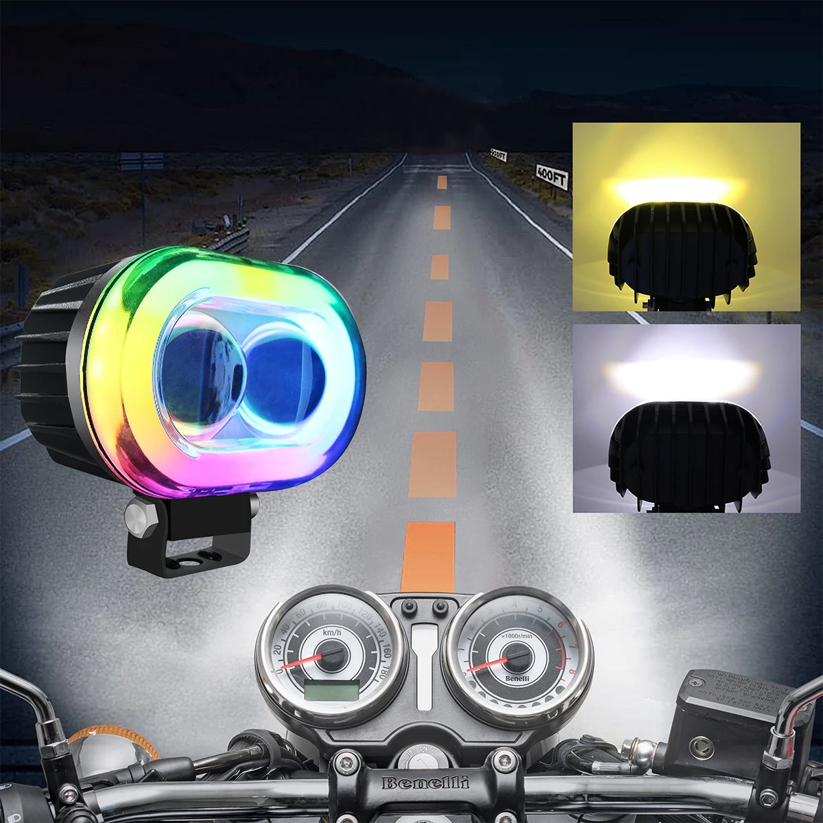 1/2Pcs Motorcycle Accessories Original Dual Lens With RGB Aperture Flow Light (Without Horn) Waterproof Mini Running Light Motor