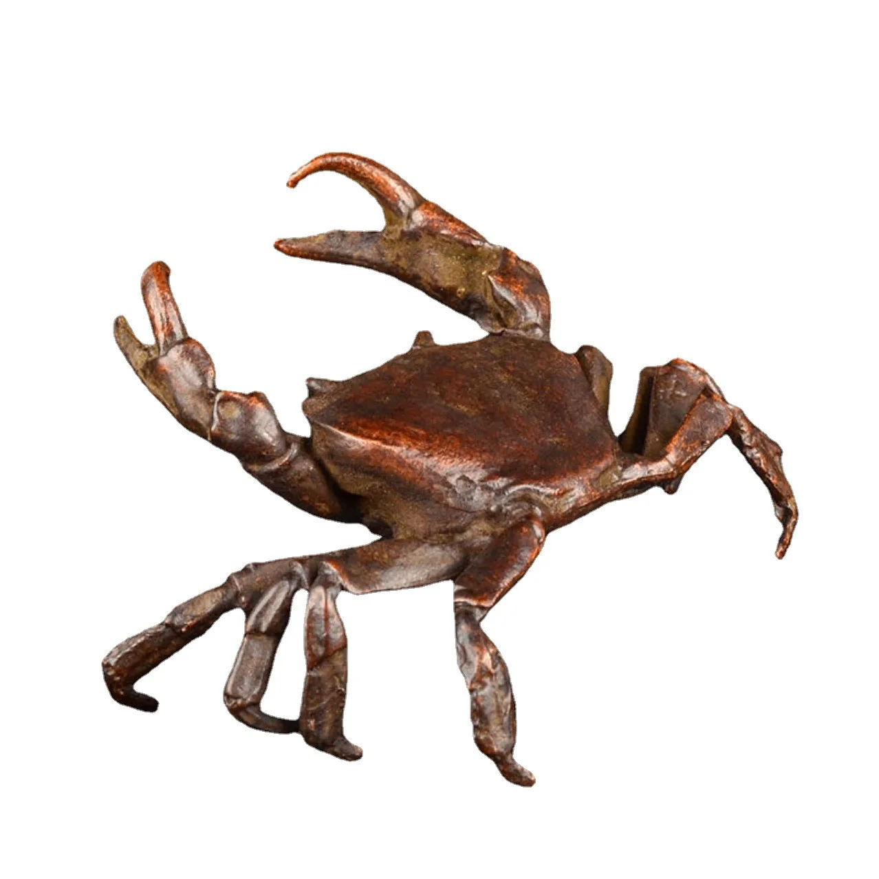 80MM Collection Chinese Bronze Animal Crab PangXie Wealth Small Statue Statuary