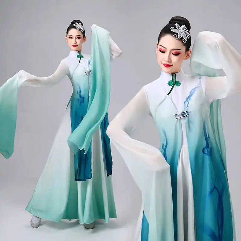 Starożytny rękaw wodny Klasyczny kostium taneczny Narodowy strój do tańca ludowego Kobieta Strój sceniczny Hanfu Odzież do tańca nowoczesnego