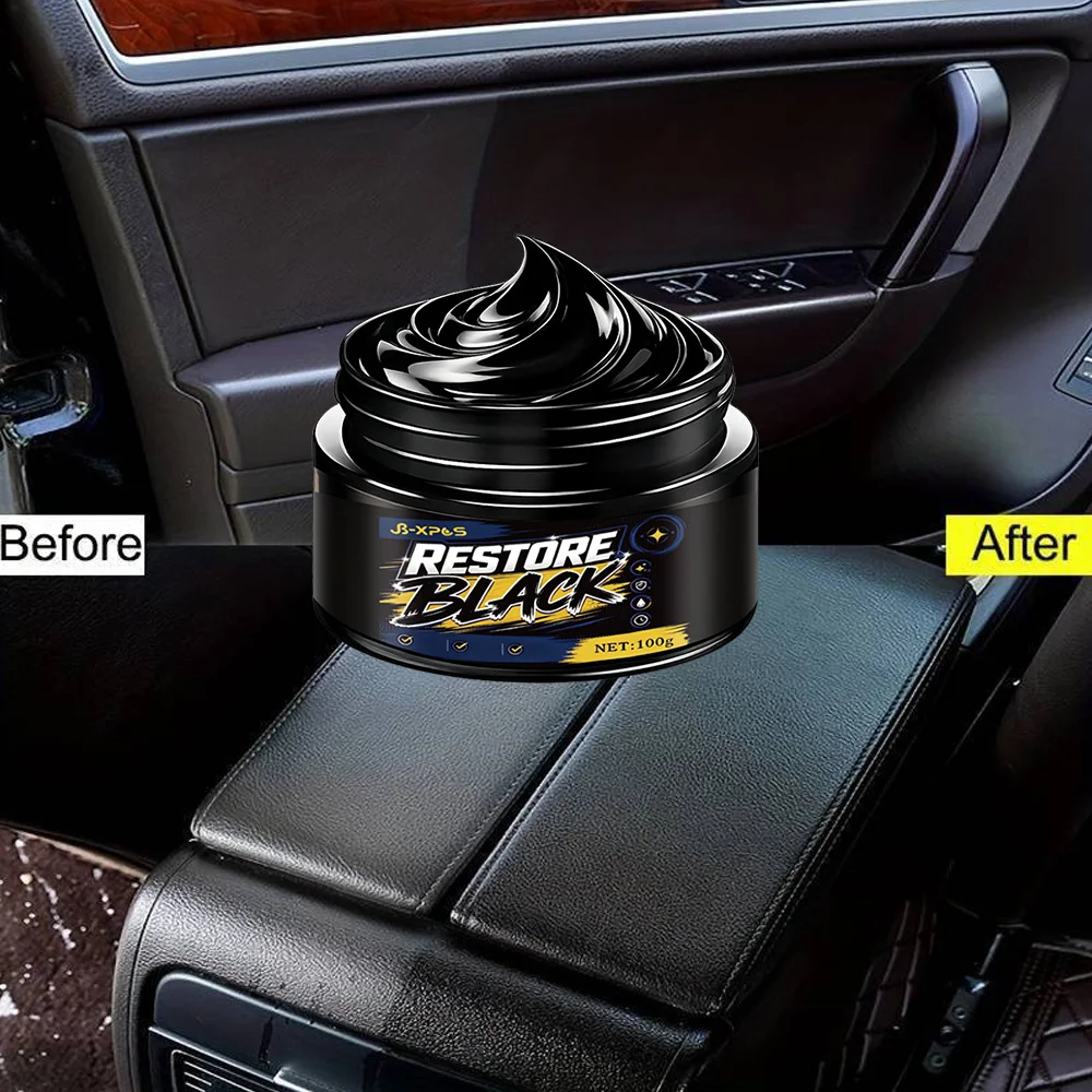 Car Plastic Leather Restorer Cream Deep Black Color Locking Trim Coating UV Blocking Restore Gloss Matte Finish Anti-Fade YT2029