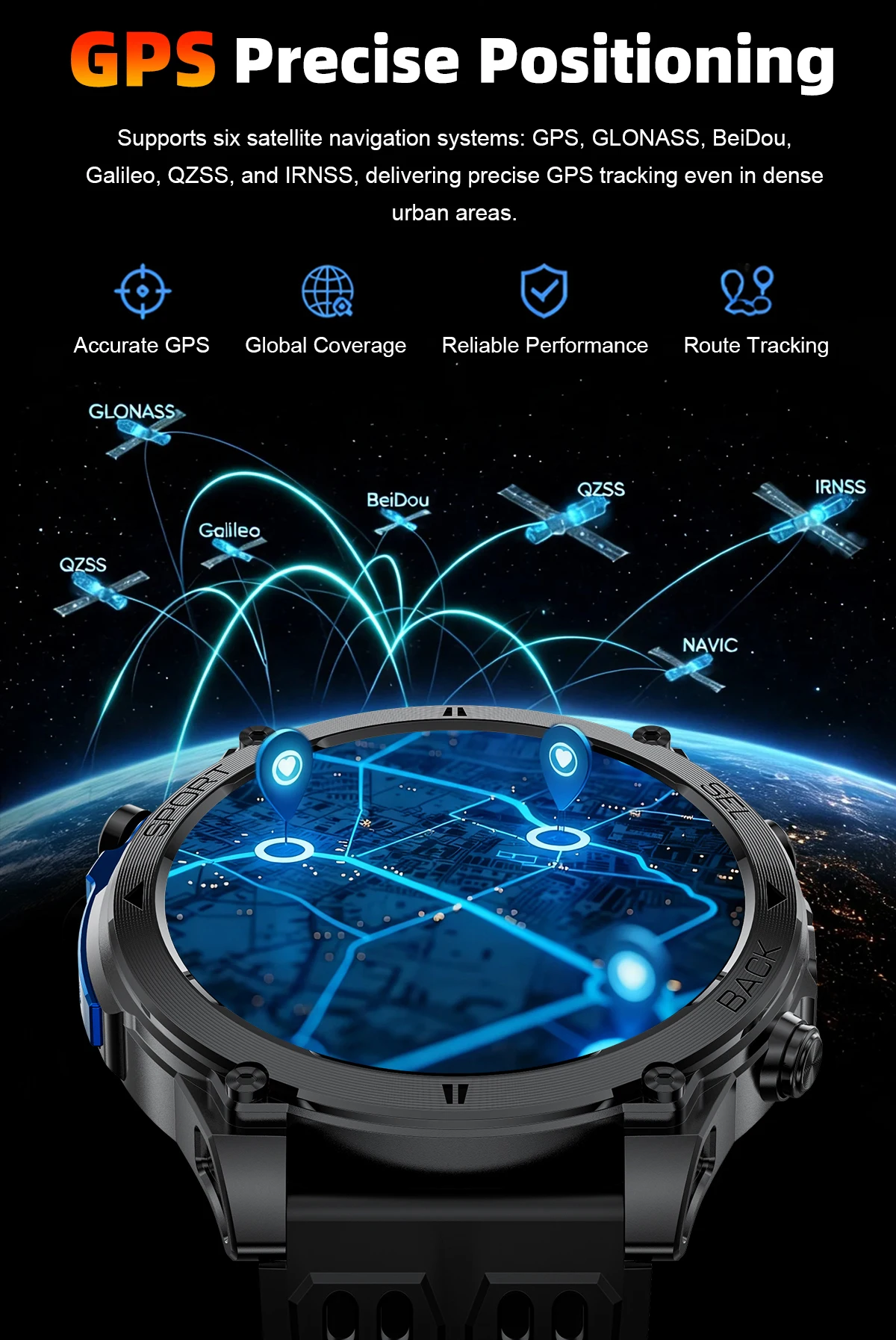 Neue T-RX 4 Militär-GPS-Smartwatch für Herren, 6 Satelliten, präzise Positionierung, 10 ATM wasserdicht, HD-Anruf, 170+ Sportmodi, LED-Taschenlampe – Detail 5