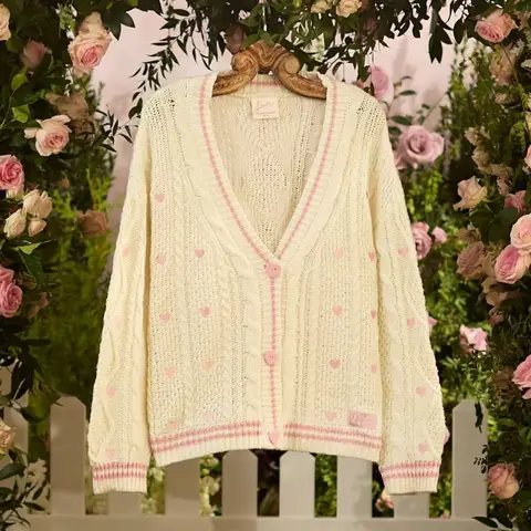 Women's Autumn Tops Coat Sweater Cardigan Knit Sweet Long Sleeve Vintage Simple Comfortable Loose Casual Fashion Niche Versatile