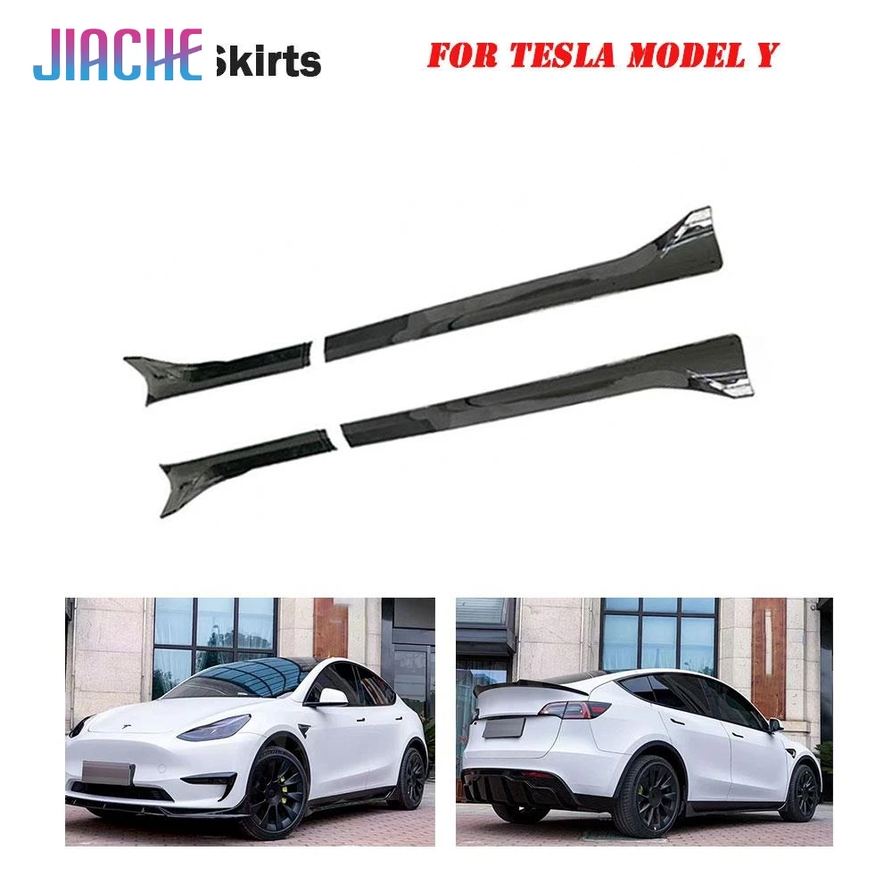 Side Skirts Extension for Tesla Model Y 2021+ Carbon fiber ABS Body Panel Lip Splitter Winglet Aprons Body Kit