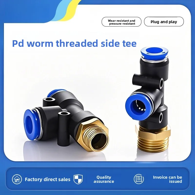 

Pneumatic Quick Coupler T Type 10-03PD4-M5 6-01 8-02 Side Thread Tee