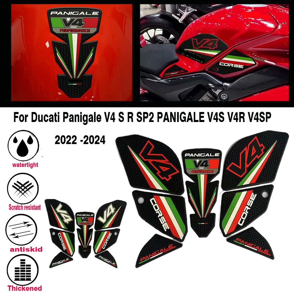 

Motorcycle Non-slip Side Fuel Tank Stickers Pad Rubber Sticker For Ducati Panigale V4 S R SP2 PANIGALE V4S V4R V4SP22022 -2024