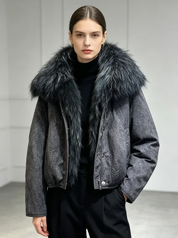 OFTBUY Thick Warm Puffer Coat Women Large Real Natural Raccoon Fur Clothing New 90% White Duck Down Jacket Fashion Female Parkas