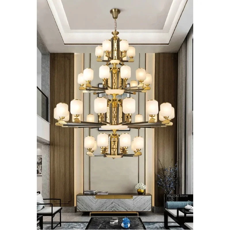 GHJUYIOL GHJUYIOL New Chinese style all copper pendant lamp, living room lamp, villa modern dining room, bedroom master lamp