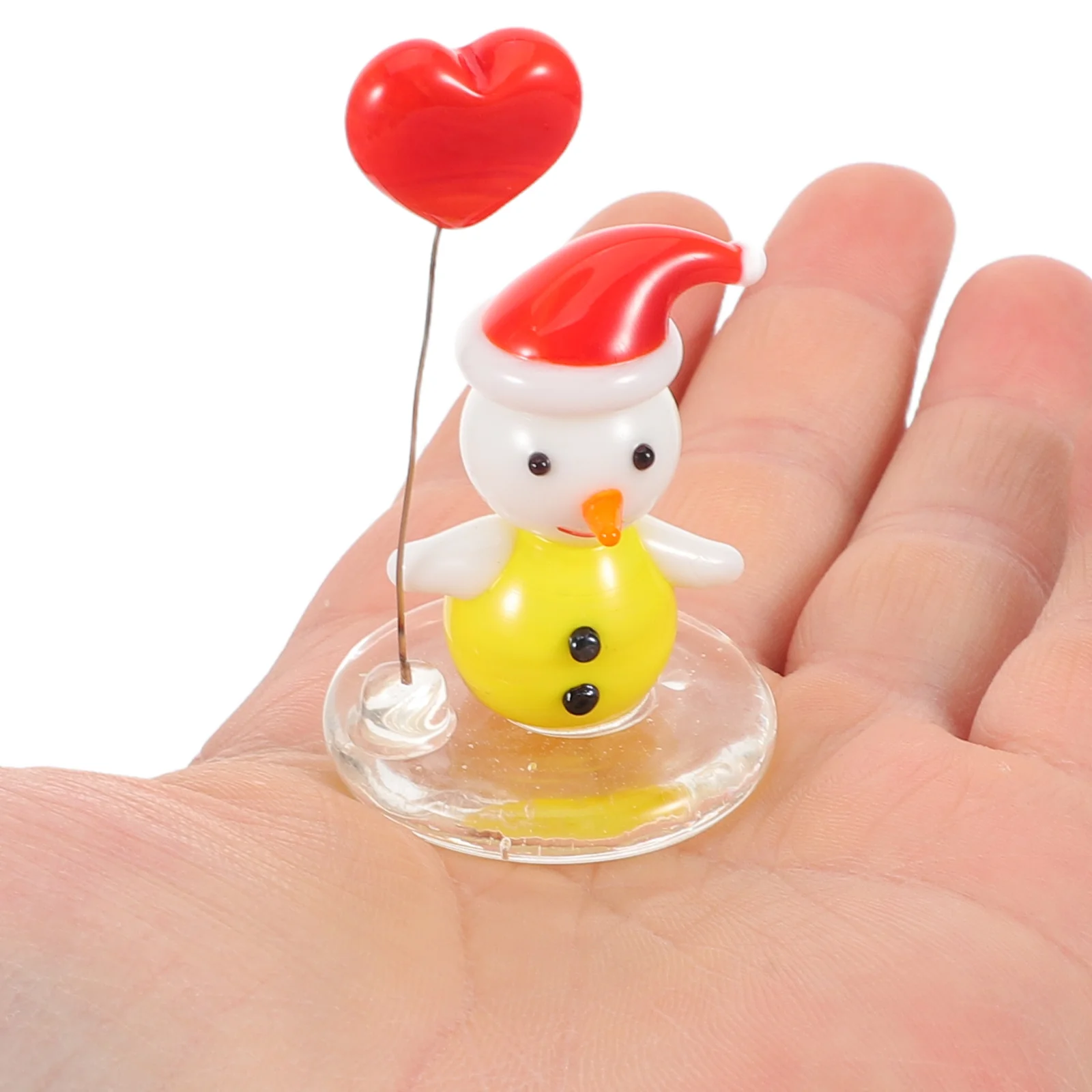 

2Pcs Christmas Decorations Snowman Glass Ornament with Balloon Festive Desktop Decor for Holiday Party Craft Table Centerpiece