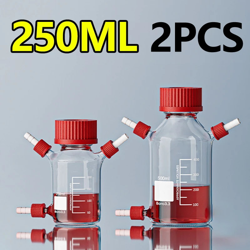 2 pieces MFC microbial reactor 250ml high borosilicate glass multi-interface microbial fuel cell box feeding sampling bottle