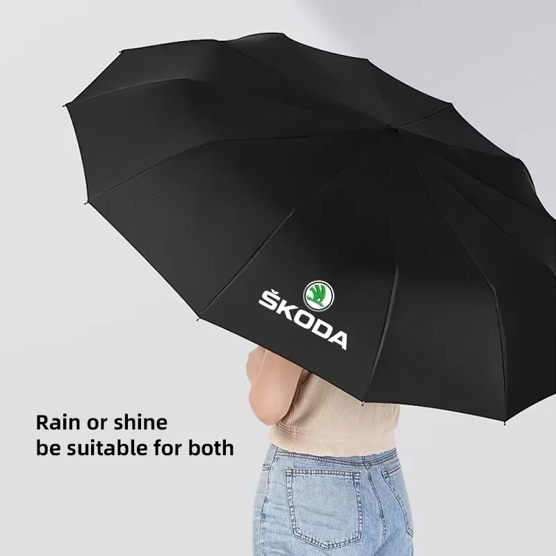 Car Automatic Folding Umbrella Portable Sunshade For Skoda Superb Octavia Kodiaq Yeti Rapid Karoq Fabia Kamiq Enyaq Vision Scala - view 5