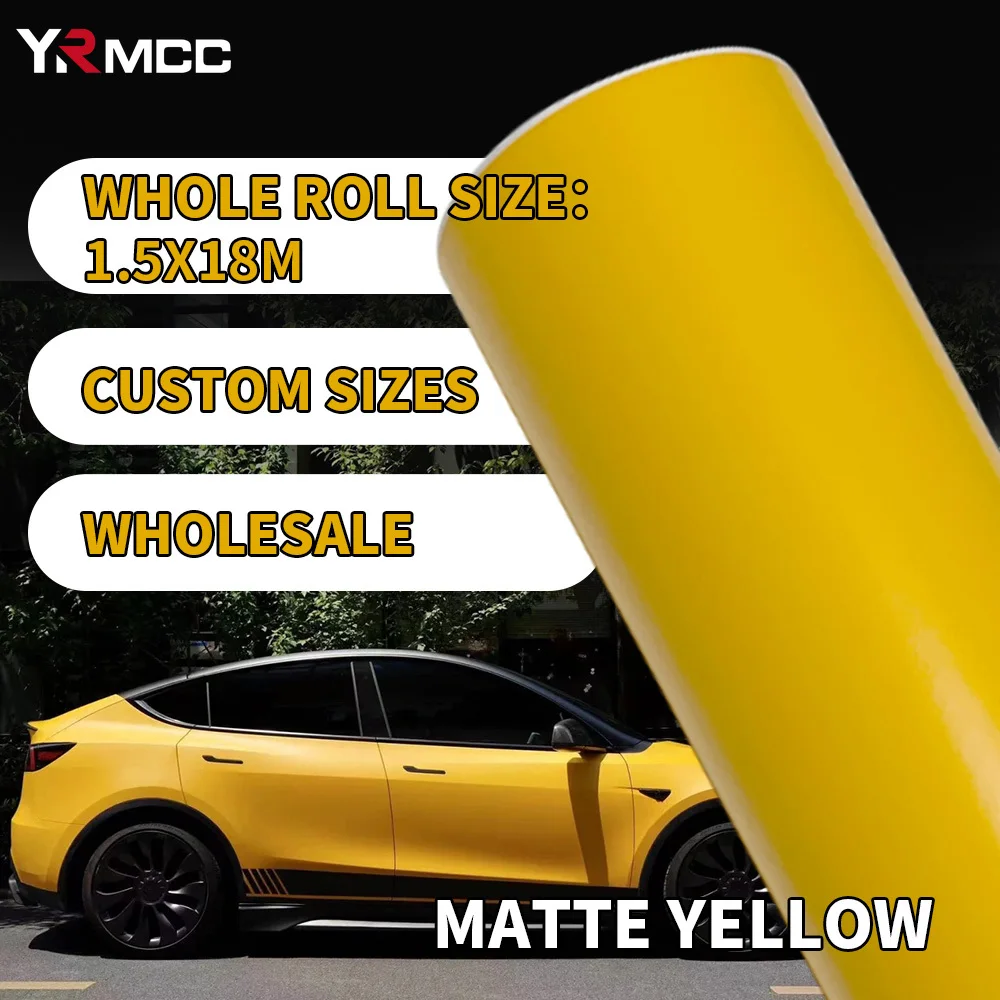 

Car Wrapping Film 100cmx300cm Custom Size Yellow Motorcycle Stickers Matte Automotive Adhesive Vinyl for Car Tuning Accessories