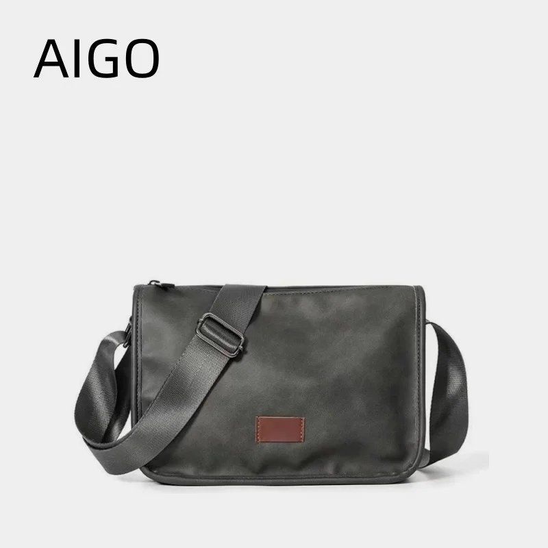 AIGO Men's Bag Fashion Casual Crossbody Bags For Men Large Flap Square Satchel Totes Male Leisure Shoulder Bag Luxury Pack Bolsa