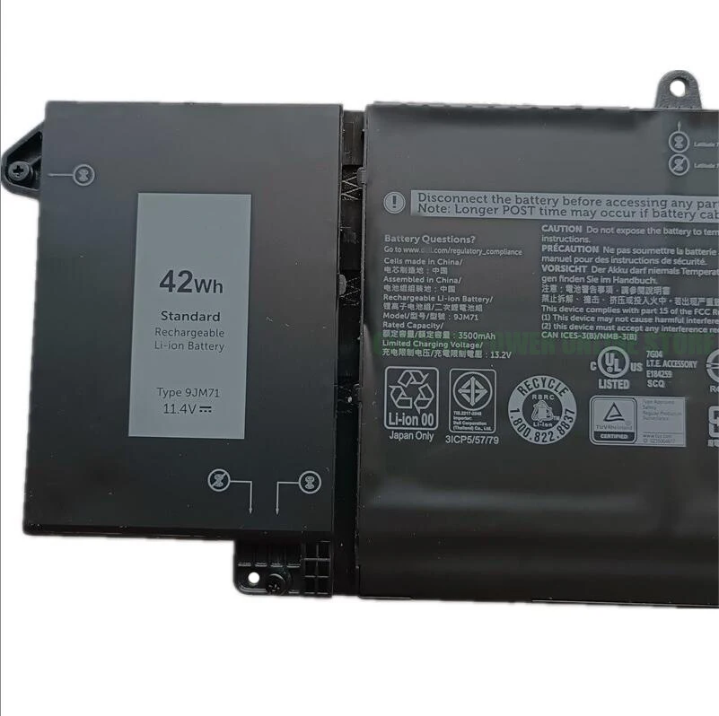 CP Laptop Battery 9JM71 11.4V/42Wh For Latitude 5320 7320 7420 7520 Series Notebook HDGJ8 MHR4G 7FMXV TN2GY 4M1JN 1PP63