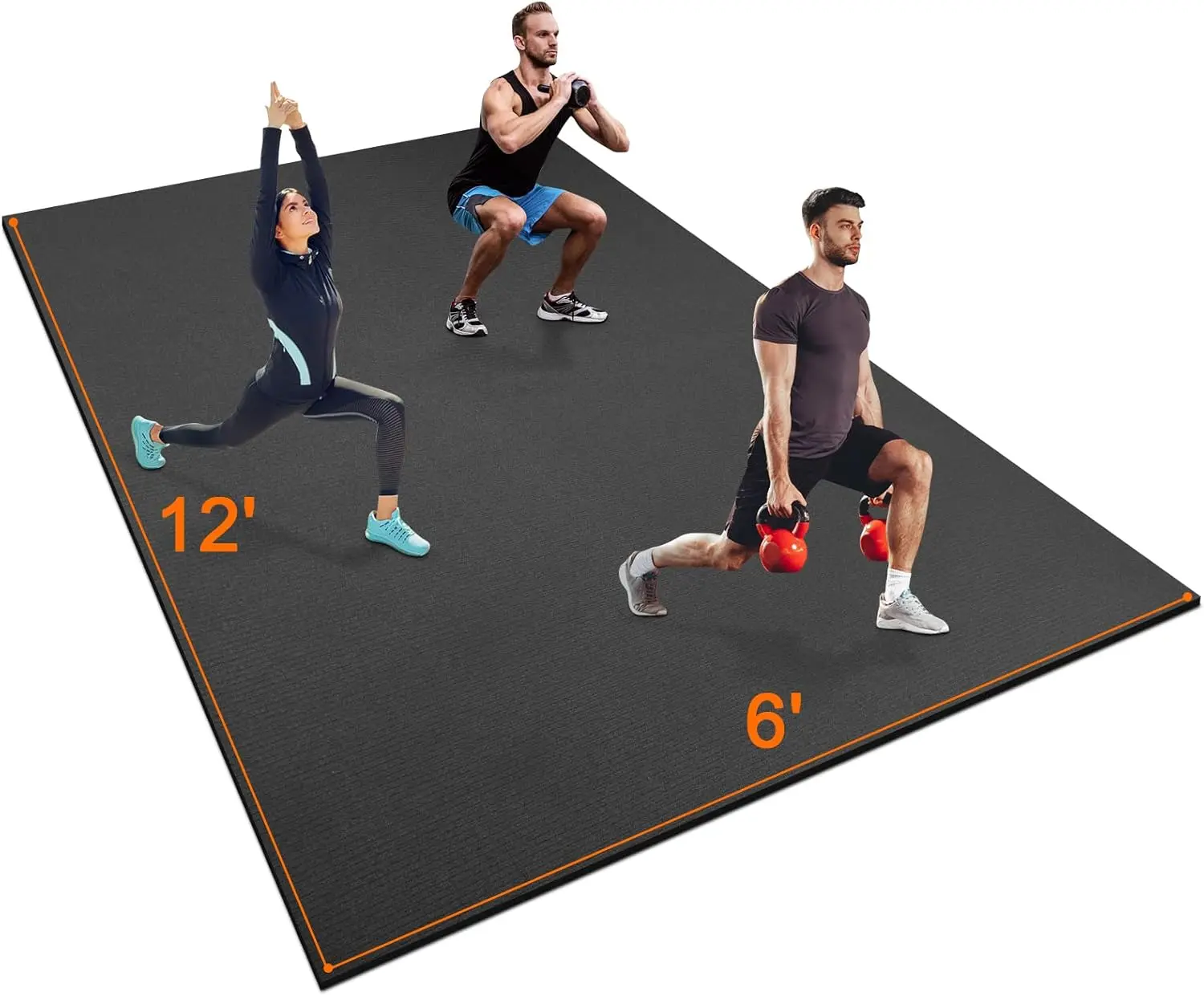 Esterilla grande para hacer ejercicio, alfombrilla de entrenamiento para gimnasio en casa, 8 'x 5', 12 'x 6'