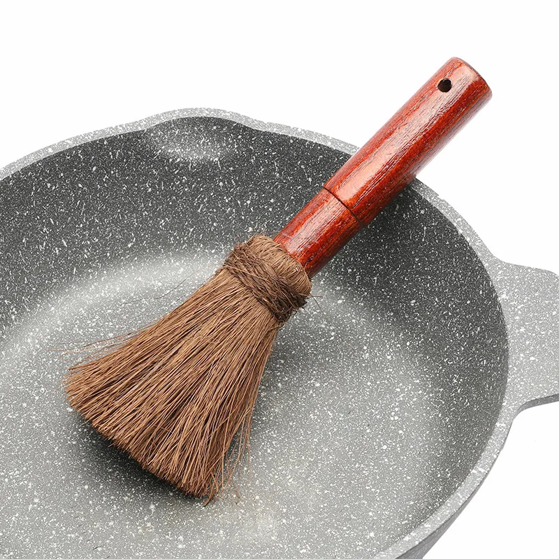 Coconut Palm Silk Wooden Handle Pot Brush Non-stick Oil Soft Hair Cleaning Brush Kitchen Stove Degreasing Dishwashing Brush