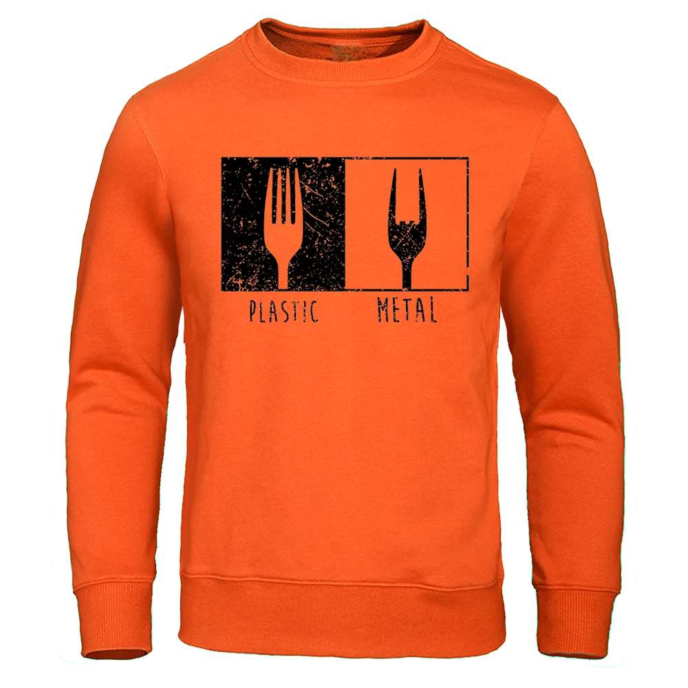 Everyday Objects Pattern Plastic Fork Mens Hoodie Casual Fleece Sweatshirt Hip Hop Pullover Clothing Crewneck Loose Hoodies Man