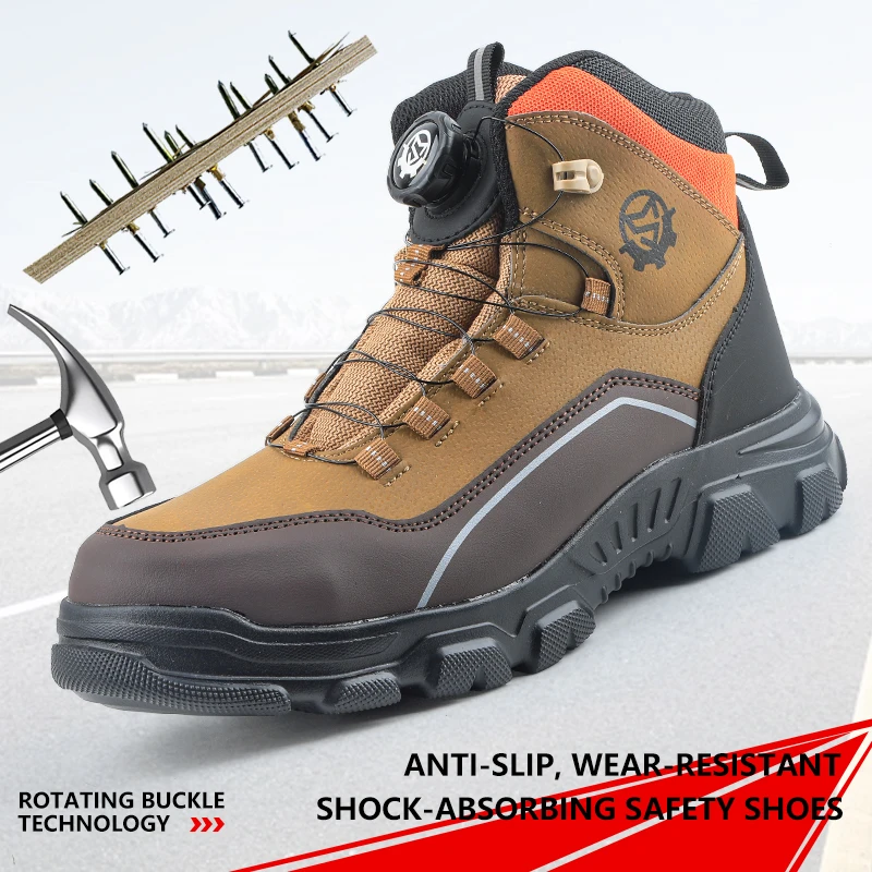 High Top EVA Sole Microfiber Leather Twist Lock Steel Cap Puncture Resistant Work Footwear Safety shoes Unisex for Factory