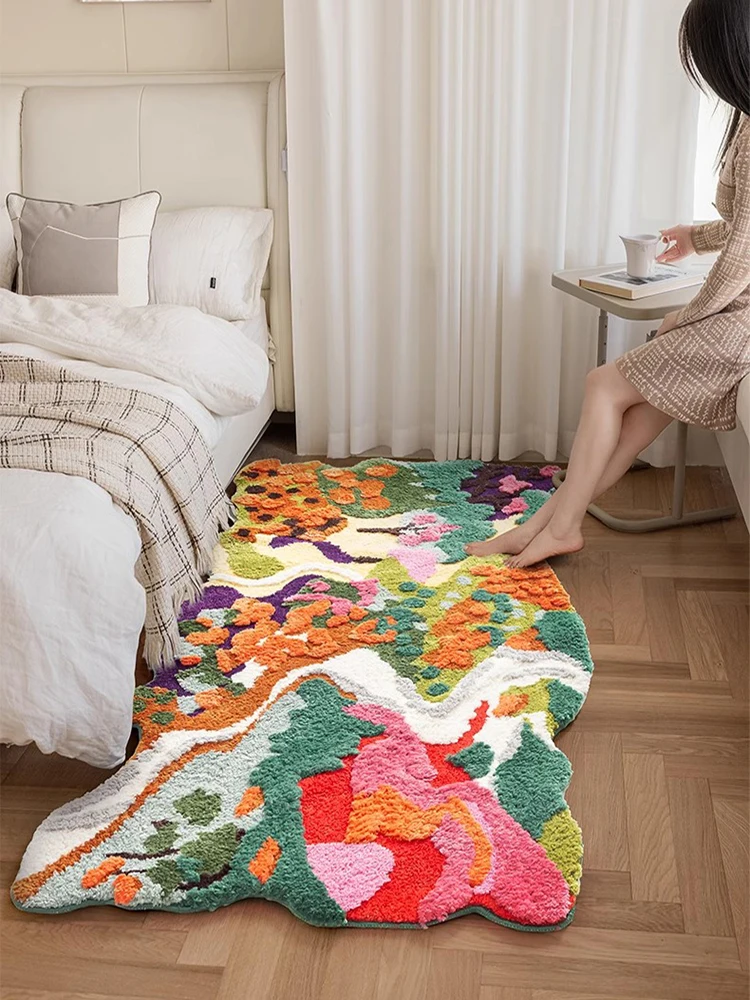 

Colorful 3D Flocking Rugs For Bedroom Home Thick Living Room Area Carpet Decorative Tufted Balcony Bedside Mat Kids Room Tatami