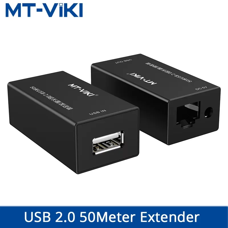 MT-VIKI USB2.0 Extender Single Network Cable Extended To 50 Meters Transceiver Amplifier With Power Supply MT-250FT