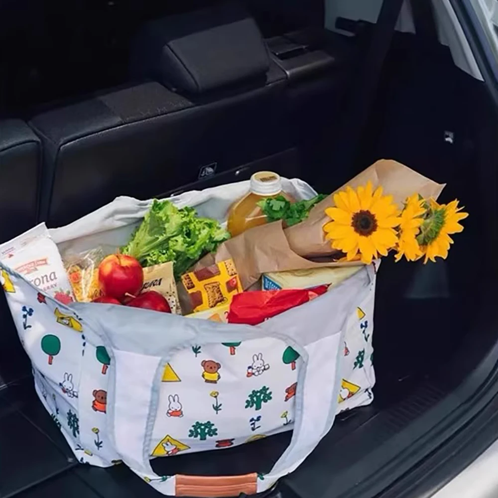 Urocza torba na zakupy z Miffy, kreskówkowy królik, nadruk, duża pojemność, sznurkowa, przenośna, torba wielokrotnego użytku, prezent dla dziewczyny.