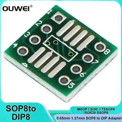 10 pz SOP8 SSOP8 a DIP8 MSOP/SOIC/TSSOP IC SOP8/TSSOP8/SOIC8/SSOP8 adattatore presa PCB 0.65mm 1.27mm per circuito stampato