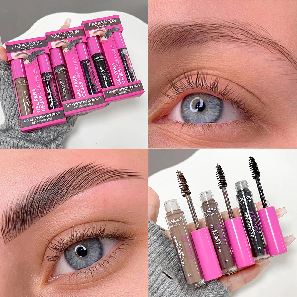 Langdurige Wenkbrauwcrème En Styling Wenkbrauwgelset Waterdichte Vloeibare Wenkbrauwverkleurende Gel Zwarte Natuurlijke Mascara Tint Make-Up