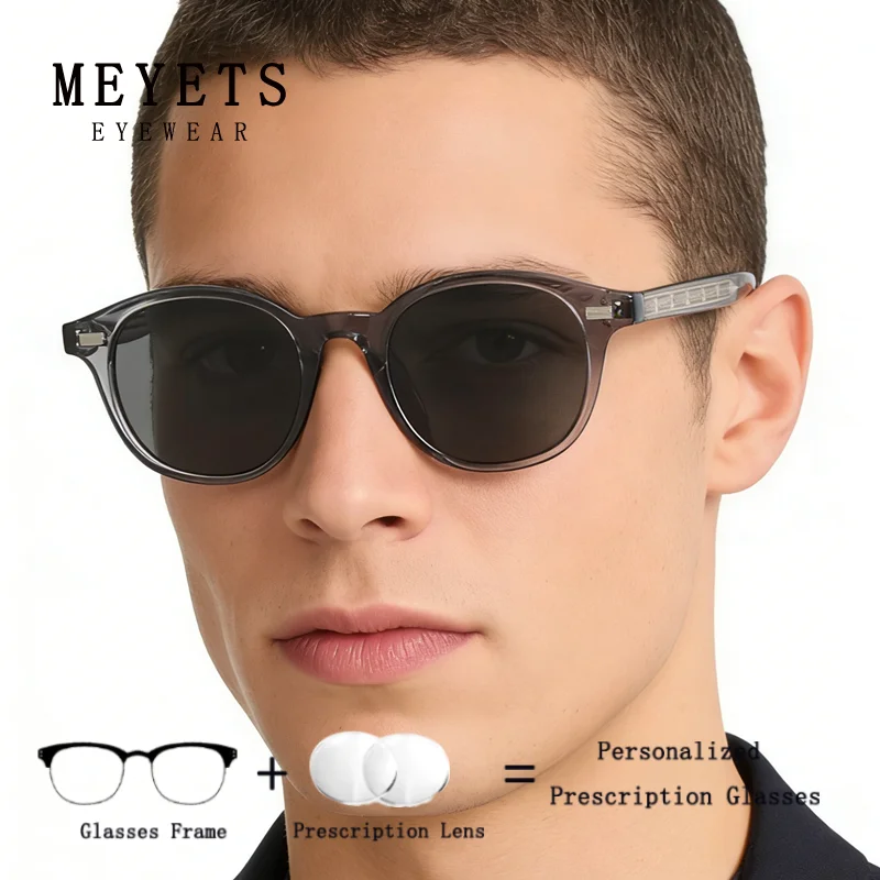 MEYETS rétro mode ronde lunettes de Prescription optiques polarisées pour hommes femmes lunettes de myopie circulaire lunettes de soleil progressives
