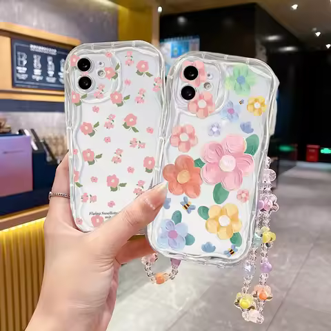 Flower Bracelet Case For Samsung Galaxy A16 A15 A25 A24 A06 A05 A05S A34 A53 A33 A52 A21S A22 A23 A72 A73 A13 A31 A51 A71 A50