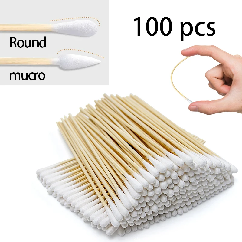 100pcs 6 Inch Long Gun Cleaning Cotton Swabs Pistol Cleaning Kit Mat for AR15 AK47 Remington 870 Colt 1911